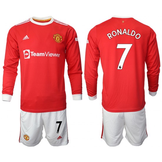 Camisola Manchester United Cristiano Ronaldo 7 Criança Equipamento Primeiro 2021-2022 Manga Comprida